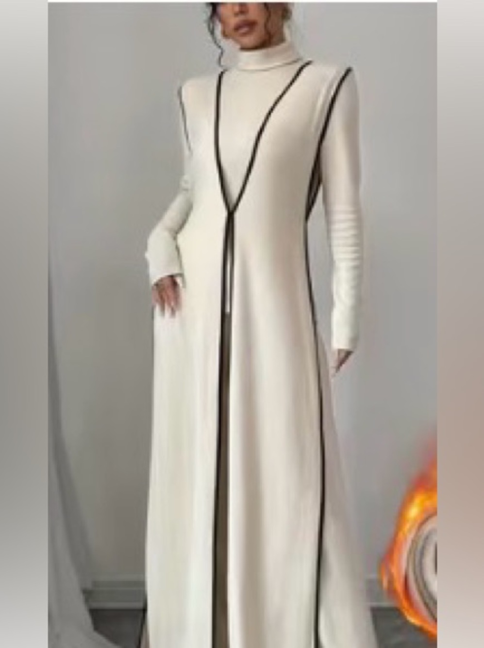 Elegant 3 Piece Turtleneck, Pant and Longline Vest